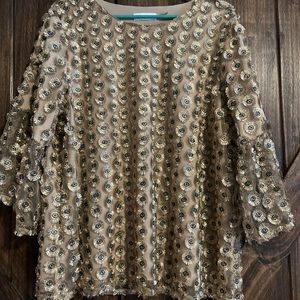 Beautiful Calvin Klein peacock dress blouse